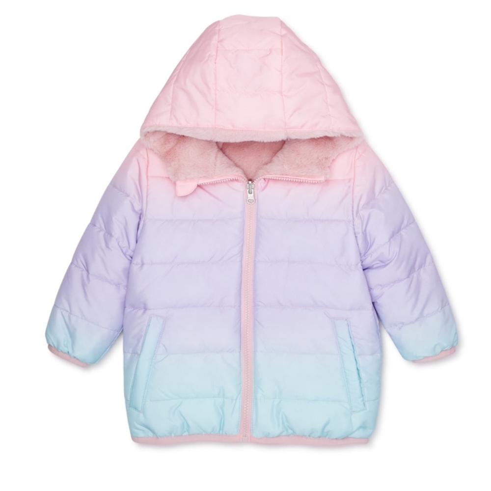 Wonder Nation Baby and Toddler Girls Reversible Bubble Jacket